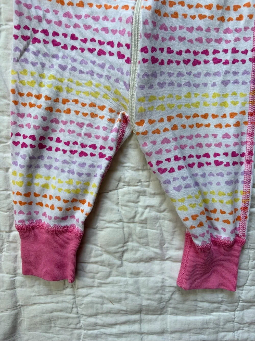 Organic Cotton Heart-Print One-Piece Zipper Pajamas